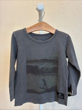 Kids Long-Sleeve Surf Graphic Tee - Gray